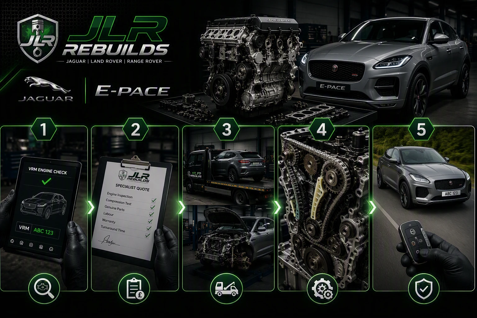 How the Jaguar E-PACE engine rebuild process works