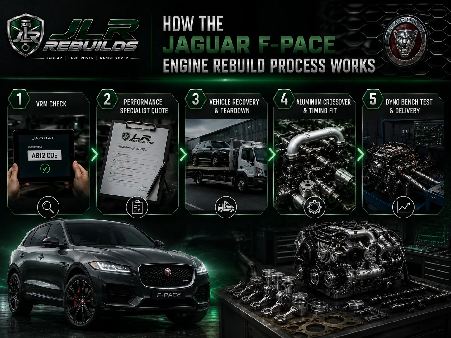 How the Jaguar F-PACE engine rebuild process works